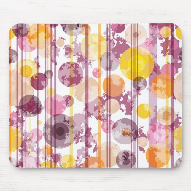 Spotty Striped White Pattern Mouse Mat (Front)