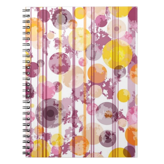 Spotty Striped White Pattern Notebook (Front)
