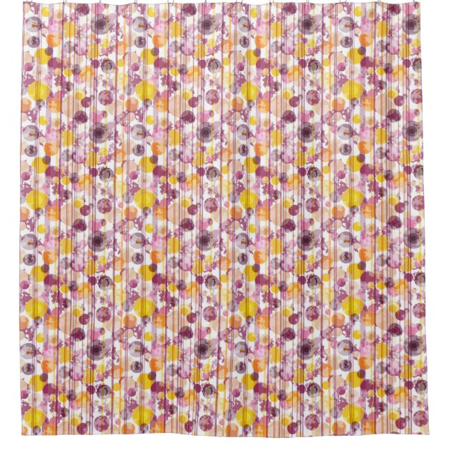 Spotty Striped White Pattern Shower Curtain (Front)