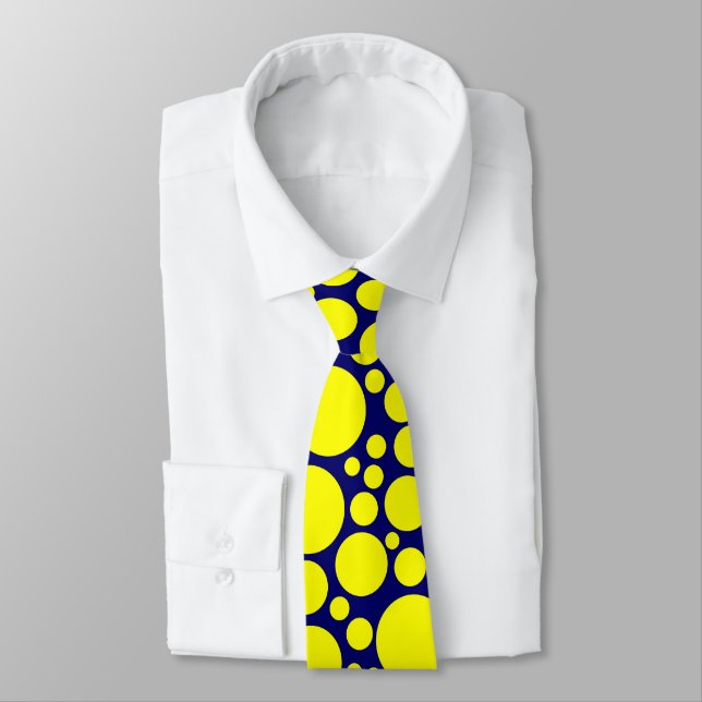 Spotty - Yellow on Dark Blue (000066) Tie (Tied)