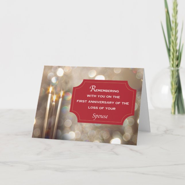 Spouse First Anniversary Remembrance at Christmas  Card (Front)