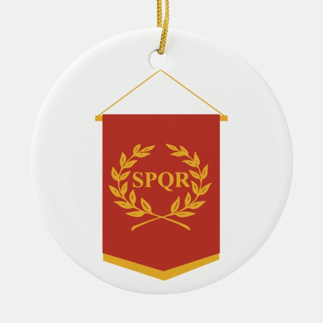 SPQR Banner Ceramic Tree Decoration (Front)
