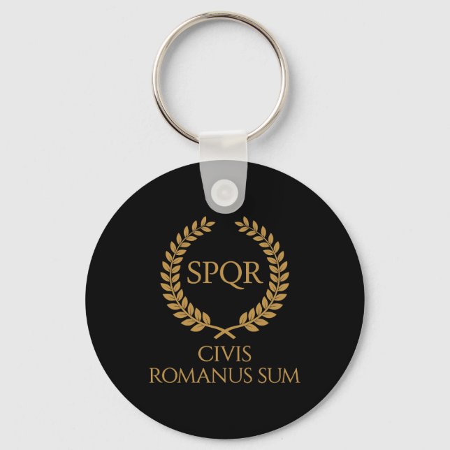 SPQR Roman Emblem – Civis Romanus Sum Laurel Crest Key Ring (Front)