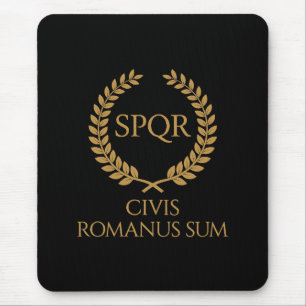 SPQR Roman Emblem – Civis Romanus Sum Laurel Crest Mouse Mat