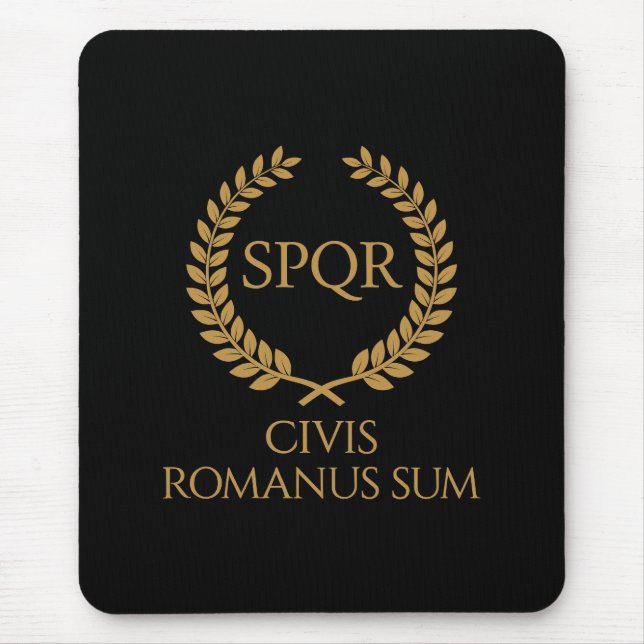 SPQR Roman Emblem – Civis Romanus Sum Laurel Crest Mouse Mat (Front)