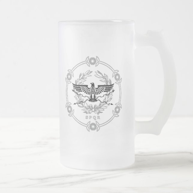 SPQR The Roman Empire Emblem Frosted Glass Mug. Beer Mug (Right)
