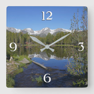 Sprague Lake II at Rocky Mountain National Park Square Wall Clock