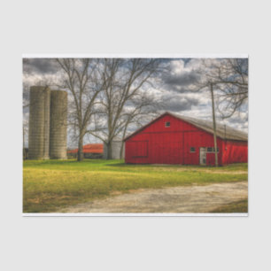 Sprawling Georgia Red Barns and Silos Tissue Paper