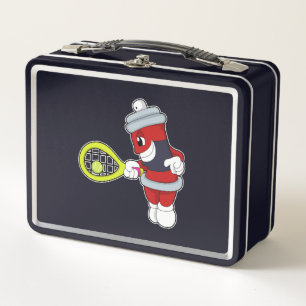 Spray at Tennis with Tennis racket Metal Lunch Box