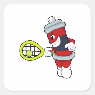 Spray at Tennis with Tennis racket Square Sticker