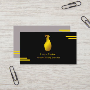 Spray Bottle Cleaning Service Home Gold Business Card