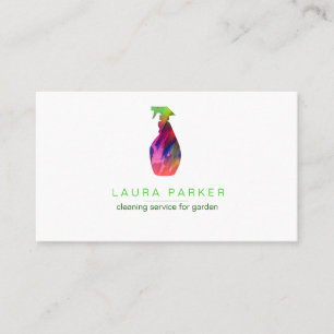 Spray Bottle Cleaning Service Watercolor Business Card