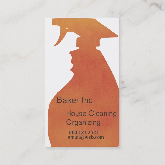 Spray Bottle Domestic House Cleaning Professional Business Card (Front)