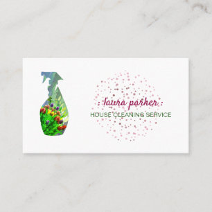 Spray Bottle Floral Cleaning Service Garden Business Card