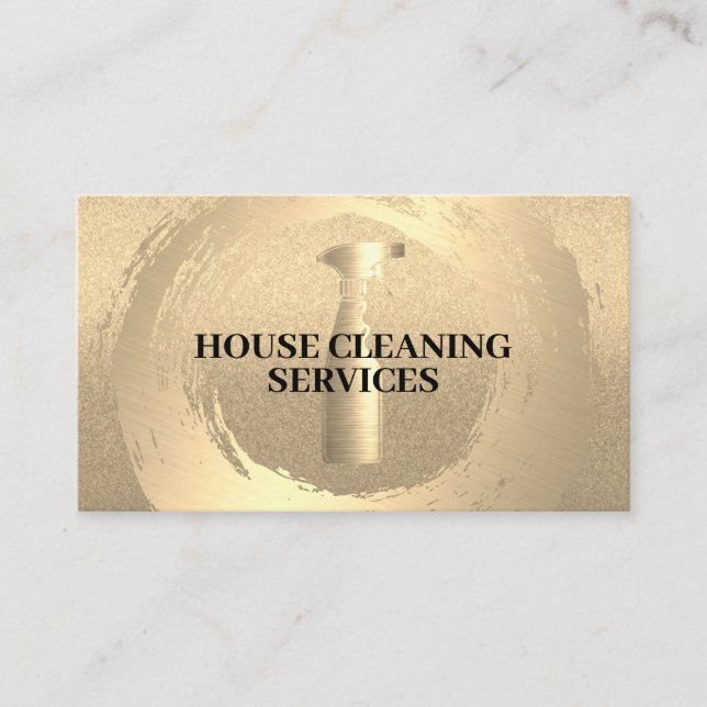 Spray Bottle | Gold Brushed | Cleaning Business Card (Front)