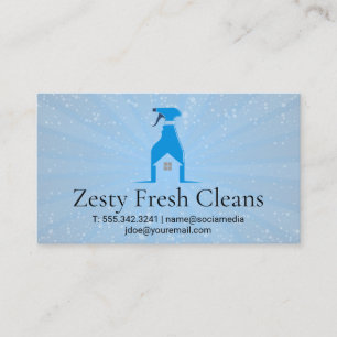 Spray Bottle Home Cleaner Logo   Bubbles Business Card