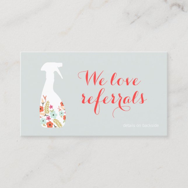 Spray Bottle House Cleaning Customer Referral Card (Front)