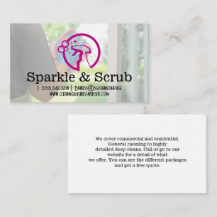 Spray Bottle Logo   Woman Cleaning Glass Window Business Card