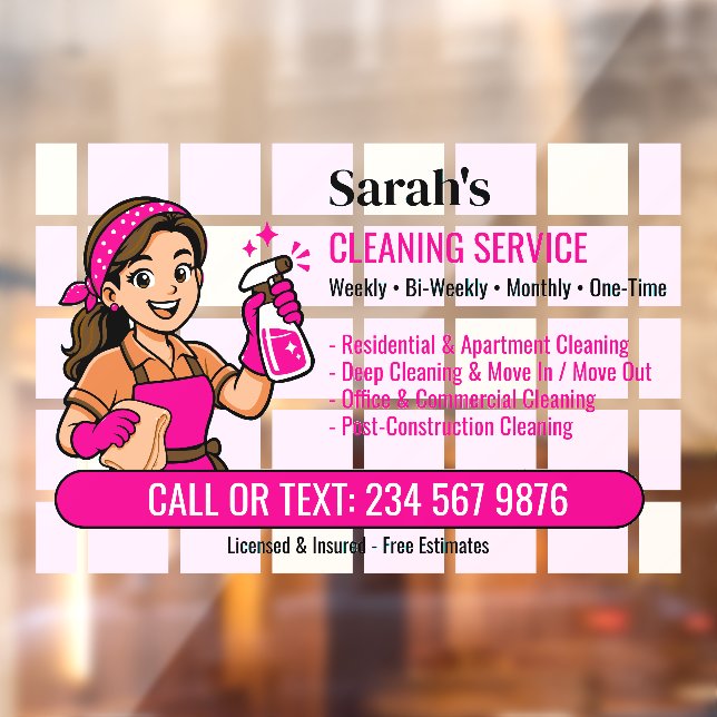 Spray Bottle Maid Tile House Cleaning Window Cling (Sheet 2)