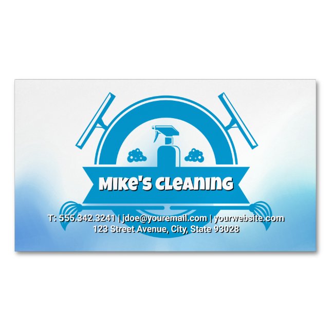 Spray Bottle | Squeegee Magnetic Business Card (Front)