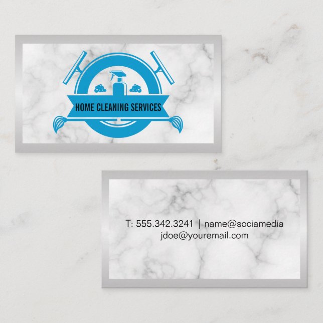 Spray Bottle | Squeegee | Mop | Marble Business Card (Front/Back)