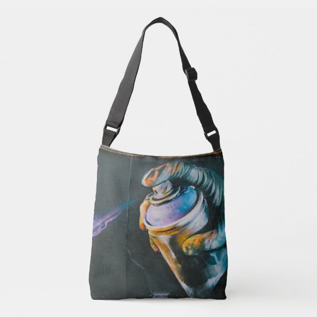 Spray can graffiti art mural crossbody bag (Front)