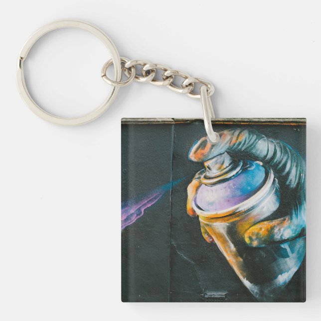Spray can graffiti art mural key ring (Front)