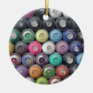 Spray cans ceramic tree decoration