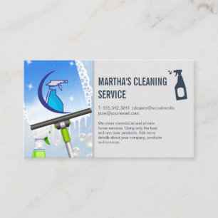 Spray Cleaning Logo   Window Squeegee Soap   Maid Business Card