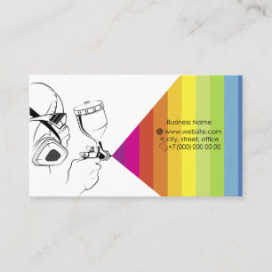 Spray gun in hand of painter business card
