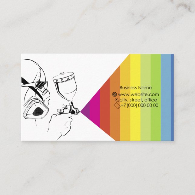 Spray gun in hand of painter business card (Front)