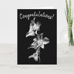 Spray of Orchids Black & White - Congratulations Card