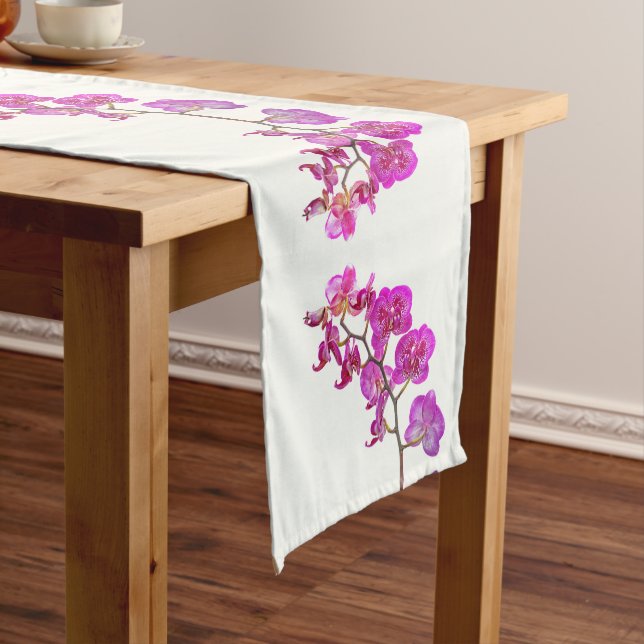 Spray of Orchids Light Background Table Runner (In Situ)