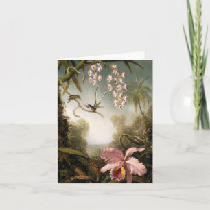 Spray Orchids with Hummingbird Note Card