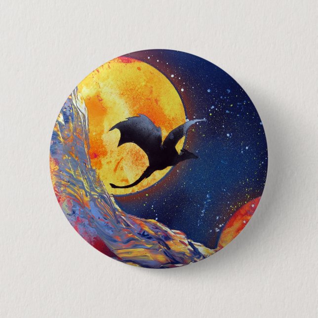 Spray Paint Art Fantasy Dragon Outer Space 6 Cm Round Badge (Front)