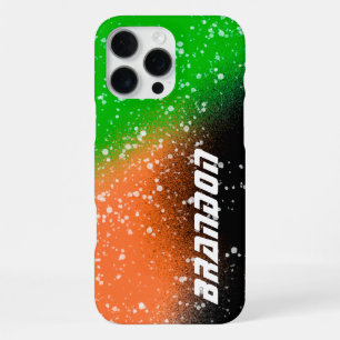 Spray Paint Black Orange and Green Name iPhone 16 Pro Max Case