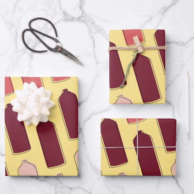 Spray Paint Can Pattern Wrapping Paper Sheet (Front)