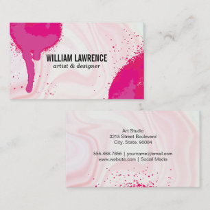 Spray Paint Drip   Pink Marble Business Card