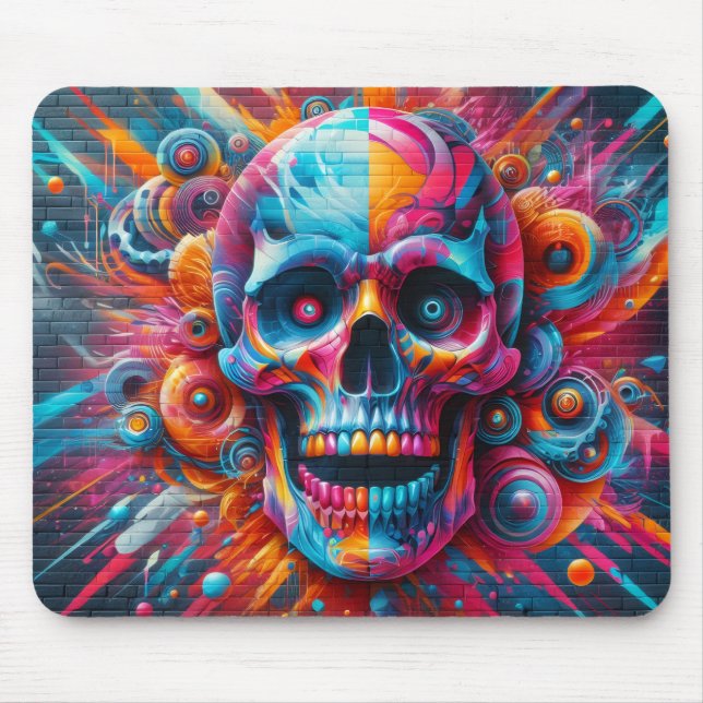 Spray Paint Skull Mouse Mat (Front)