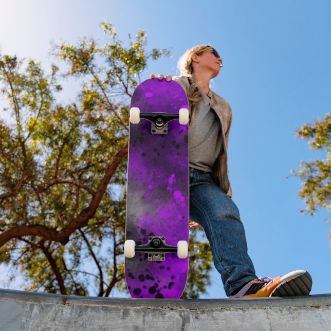 Spray Paint Splatter Effect Purple Skateboard (Outdoor 1)