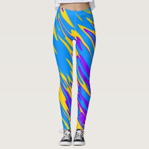 Spray Paint Yellow Blue Purple Leggings