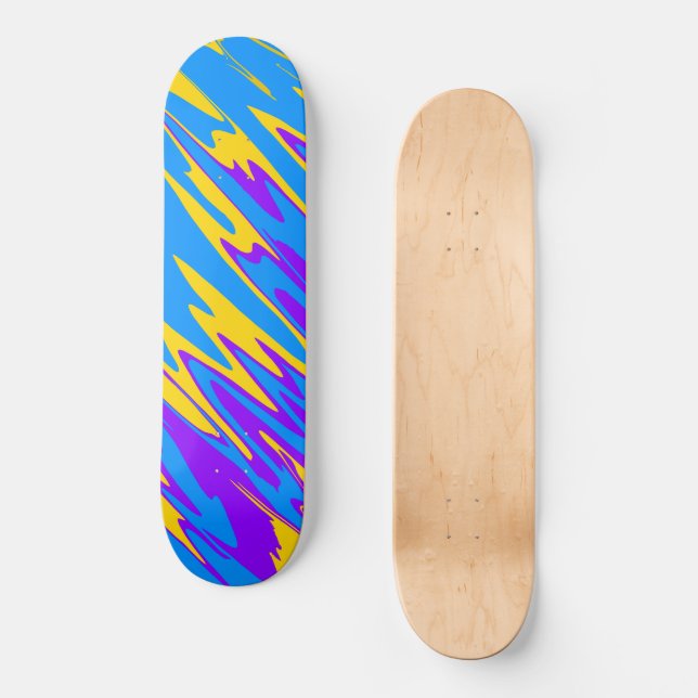 Spray Paint Yellow Blue Purple Skateboard (Front)