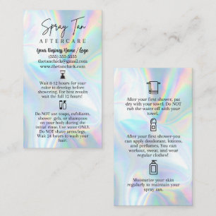 Spray Tan Aftercare Card