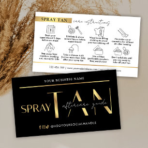 Spray Tan Aftercare Guide Modern Black & Gold Business Card