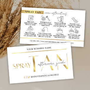 Spray Tan Aftercare Guide Modern White & Gold Business Card