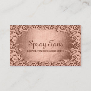 Spray Tan Bronze Swirls Damask Business Card