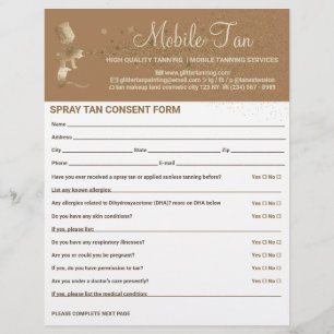 Spray Tan Business Plan Brown Consent Waiver Form Flyer