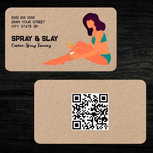 Spray Tan Custom QR Kraft Business Card (Spray Tan Custom QR Kraft Business Cards)