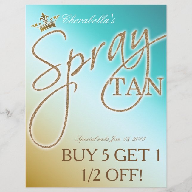 Spray Tan Gold Glitter Crown flyer (Front)