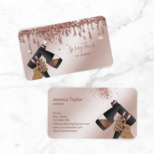 Spray Tan Gun, Mobile Rose Gold Spray Tanning  Bus Business Card (Creator Uploaded)
